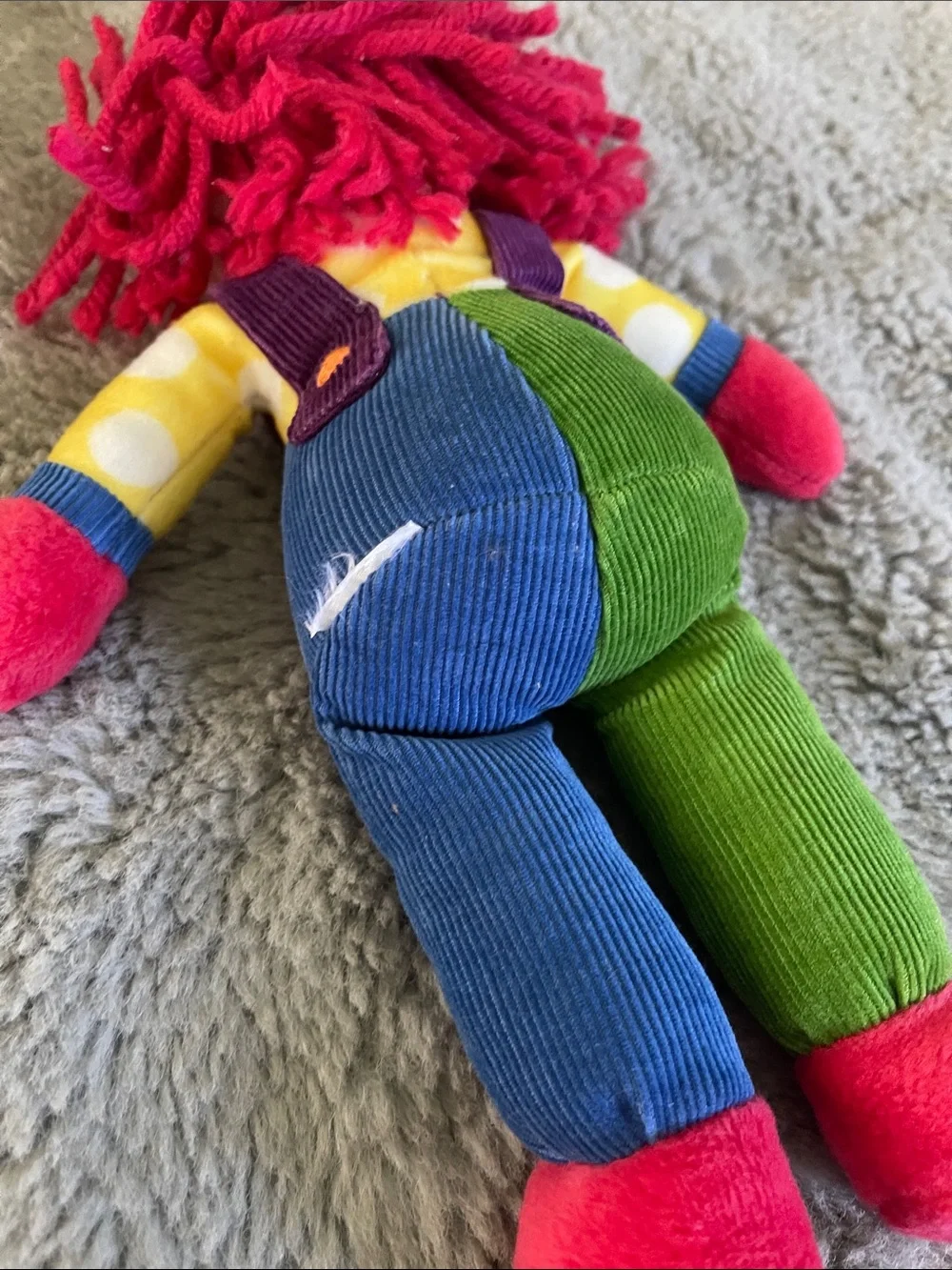 Vintage Gymbo the clown Red Multicolor Plush Toy Kids Soft Play Doll 12”